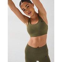 Adidas Womens Training Rib Midi Support Sports Bra - Green