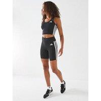 Adidas Womens Training Optime Essentials 3 Stripe 5 Inch Bike Shorts - Black