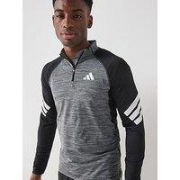 Adidas Mens Training Gym+ 3 Stripe 1/4 Zip Top - Black