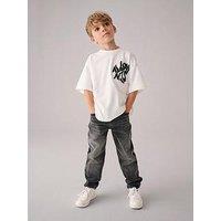 Smallsaints Boys Grunge Back Print Logo Tee - White