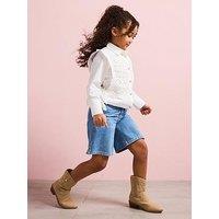 Only Kids Girls Comet Wide Leg Long Shorts - Light Blue Denim