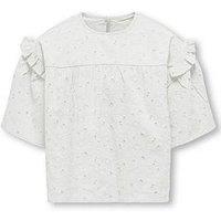 Only Kids Girls Daisy Broderie Anglaise Short Sleeve Blouse - White