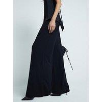 River Island Pleated Wide Leg Trouser - Black