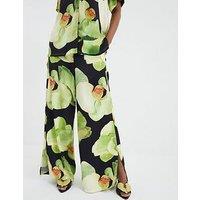 River Island Crinkle Satin Printed Trouser - Black
