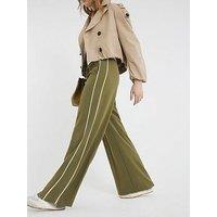 River Island Wide Leg Side Stripe Trouser - Green