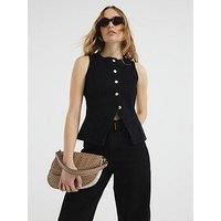 River Island Denim Waistcoat - Black