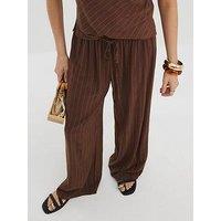 River Island Linen Stripe Trouser - Brown
