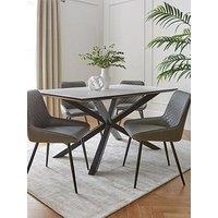 Very Home Arabella 160 Cm Rectangular Dining Table + 4 Sorena Grey Chairs - White/Black/Grey