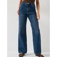 V By Very Stud Trim Wide Leg Jeans - Dark Wash