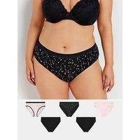 Yours Curve 5 Pack Stretch Stars & Moon High Leg Briefs - Multi