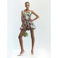 River Island Satin Puffball Mini Dress - Beige