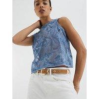 River Island Sleeveless Floral Embroidered Tank Top - Blue