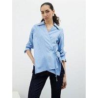 River Island Stripe Wrap Detail Shirt - Blue