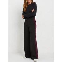 Long Tall Sally Stripe Wide Leg Trouser 34 - Black