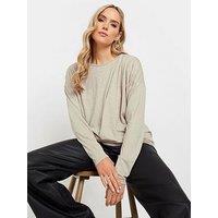 Long Tall Sally Draped Front Sleeve Top - Natural