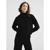 River Island Popper Detail Lounge Jumper - Black