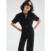 River Island Belted Utility Jumpsuit - Black