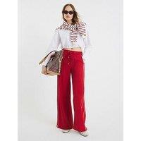 River Island Wide Leg Side Stripe Trouser - Red