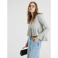 River Island Tie Frill Cardigan - Grey