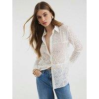 River Island All Over Lace Shirt - Cream