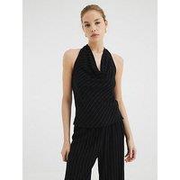 River Island Halter Neck Tie Top - Black