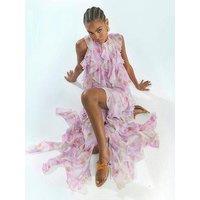 River Island Floral Ruffle Maxi Dress - Purple