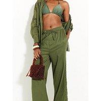 River Island Lace Insert Trousers - Green