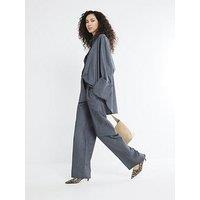 River Island Wide Pleated Front Trouser - Grey