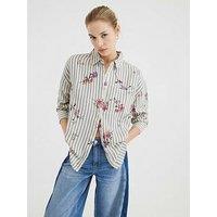 River Island Floral Stripe Shirt - Cream