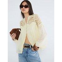 River Island Frill Yoke Blouse - Yellow