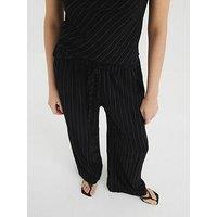 River Island Linen Stripe Trousers - Black Pinstripe