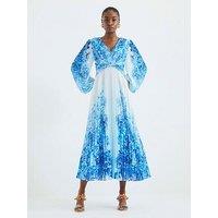 River Island Plisse Twist Dress - Blue