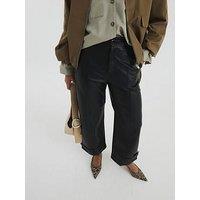 River Island Cuff Detail Wide Leg Trouser - Black