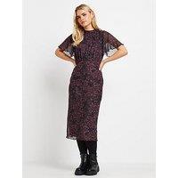 Pixiegirl Petite Animal Mesh Midi Dress - Red