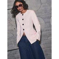 River Island Scoop Neck Blazer - Pink