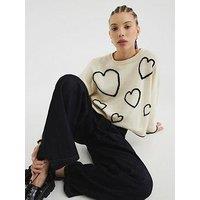 River Island Heart Jumper - Cream