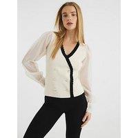 River Island Hybrid Sleeve Top - Cream