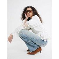 River Island Pintuck Detail Peplum Blouse - White