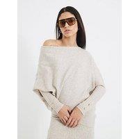 River Island Off The Shoulder Jumper - Beige