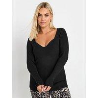 Yours Curve Ribbed Jumper - Black