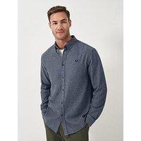Crew Clothing Long Sleeve Herringbone Flannel Shirt - Blue