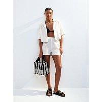 New Look Cream Textured Blanket Stitch Beach Shorts