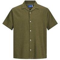 Jack & Jones Junior Boys Crinkle Co-Ord Short Sleeve Shirt - Khaki