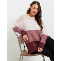 Yours Curve Colourblock Jumper - Pink
