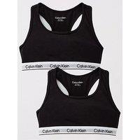 Calvin Klein Girls 2 Pack Modern Cotton Bralette - Black