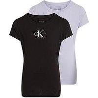 Calvin Klein Jeans Girls 2 Pack Of Slim Mono Logo Short Sleeve T-Shirt - Multi