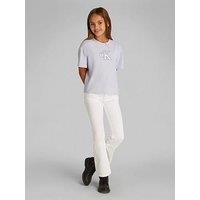 Calvin Klein Jeans Girls Metallic Ck Short Sleeve T-Shirt - Purple