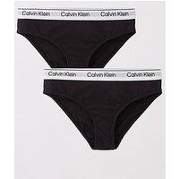 Calvin Klein Girls 2 Pack Modern Cotton Bikini Briefs - Black