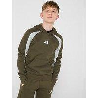 Adidas Sportswear Junior Boys Seasonal Essentials Colour Block Fleece Hoodie - Green