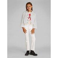 Calvin Klein Jeans Girls White Denim Jacket - White